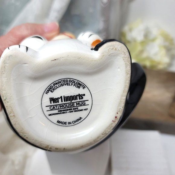 Calaco Cat W/ Hidden Mouse Coffee Tea Mug Pier 1 Imports Ceramic - Picture 7 of 8